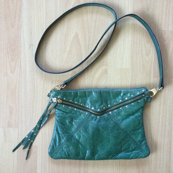 Steve Madden Green Studded Crossbody Purse Fringe - Picture 4 of 12